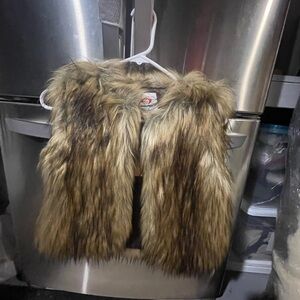 Faux Fur Vest in Brown and Tan